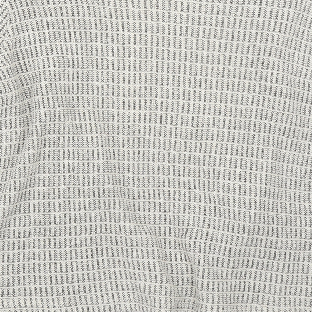 Massimo Dutti Girls Beige V-Neck Geometric Cotton Cardigan Jumper Size 11-12 Years