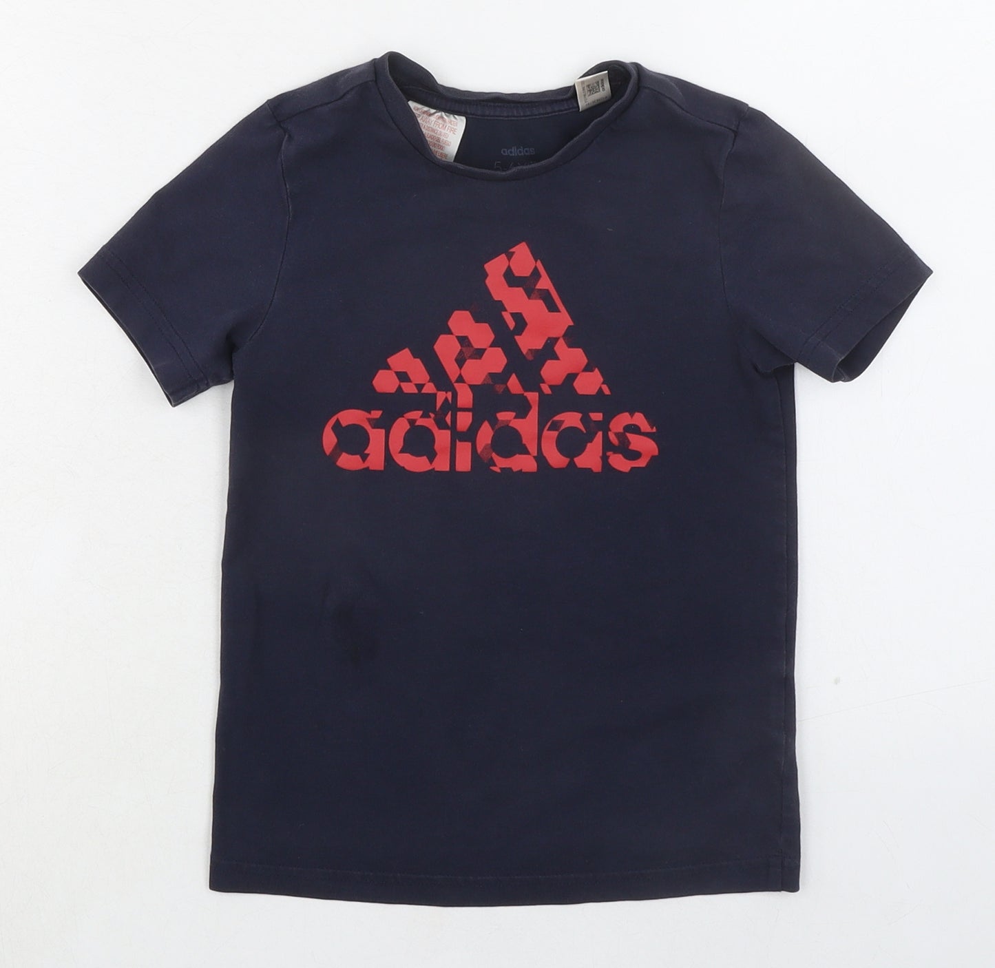 adidas Boys Blue Cotton Pullover T-Shirt Size 5-6 Years Round Neck Pullover