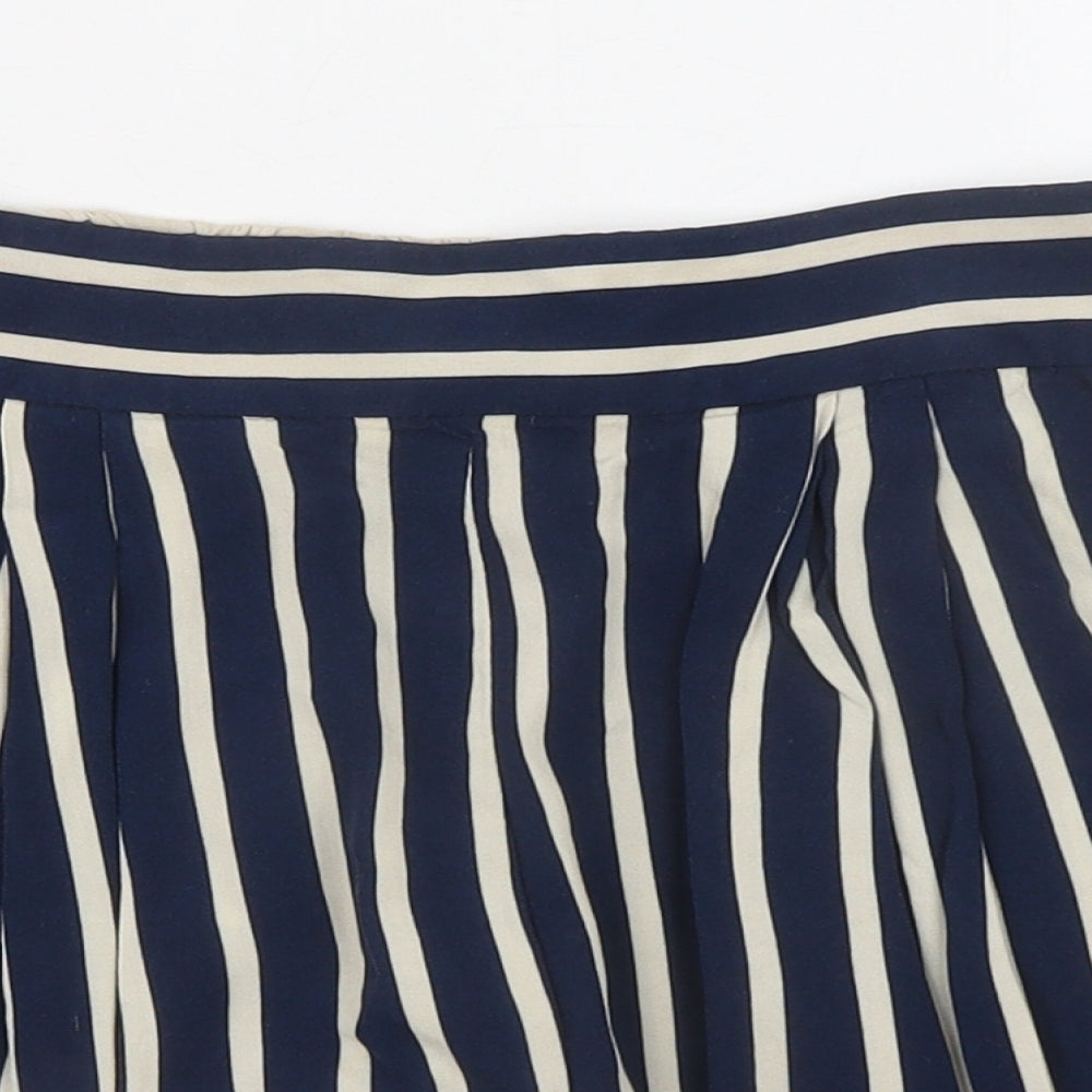 H&M Womens Blue Striped Viscose Basic Shorts Size 10 Regular Pull On