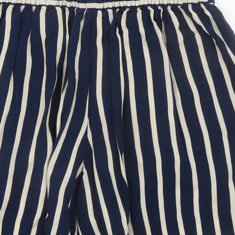 H&M Womens Blue Striped Viscose Basic Shorts Size 10 Regular Pull On