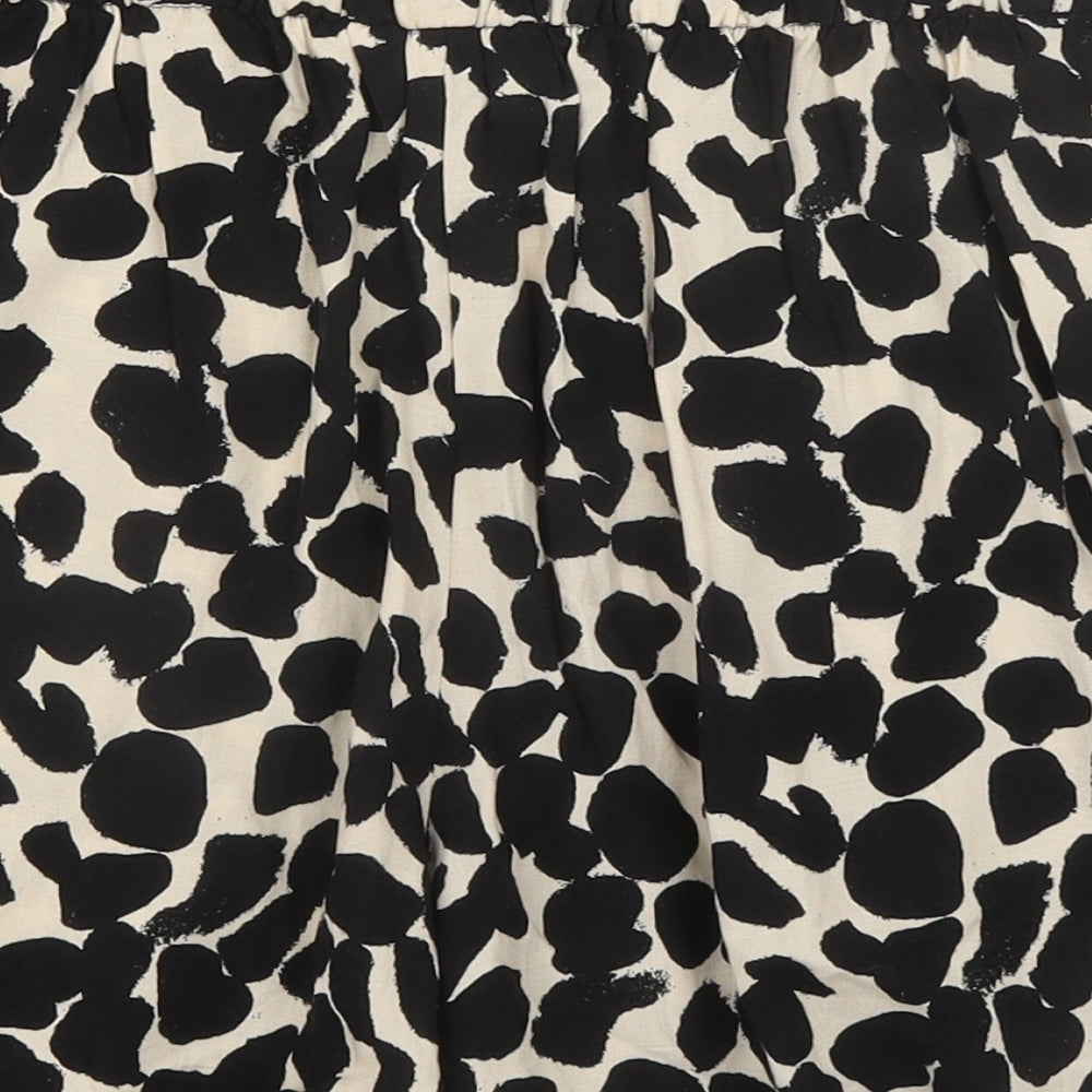 H&M Womens Black Geometric Viscose Basic Shorts Size 10 Regular Pull On