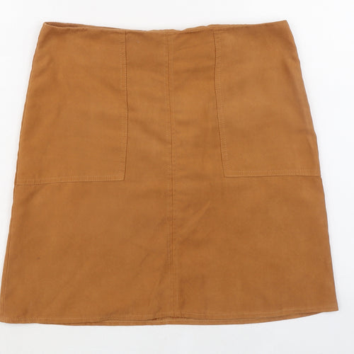 Dorothy Perkins Womens Brown Polyester A-Line Skirt Size 10 Zip