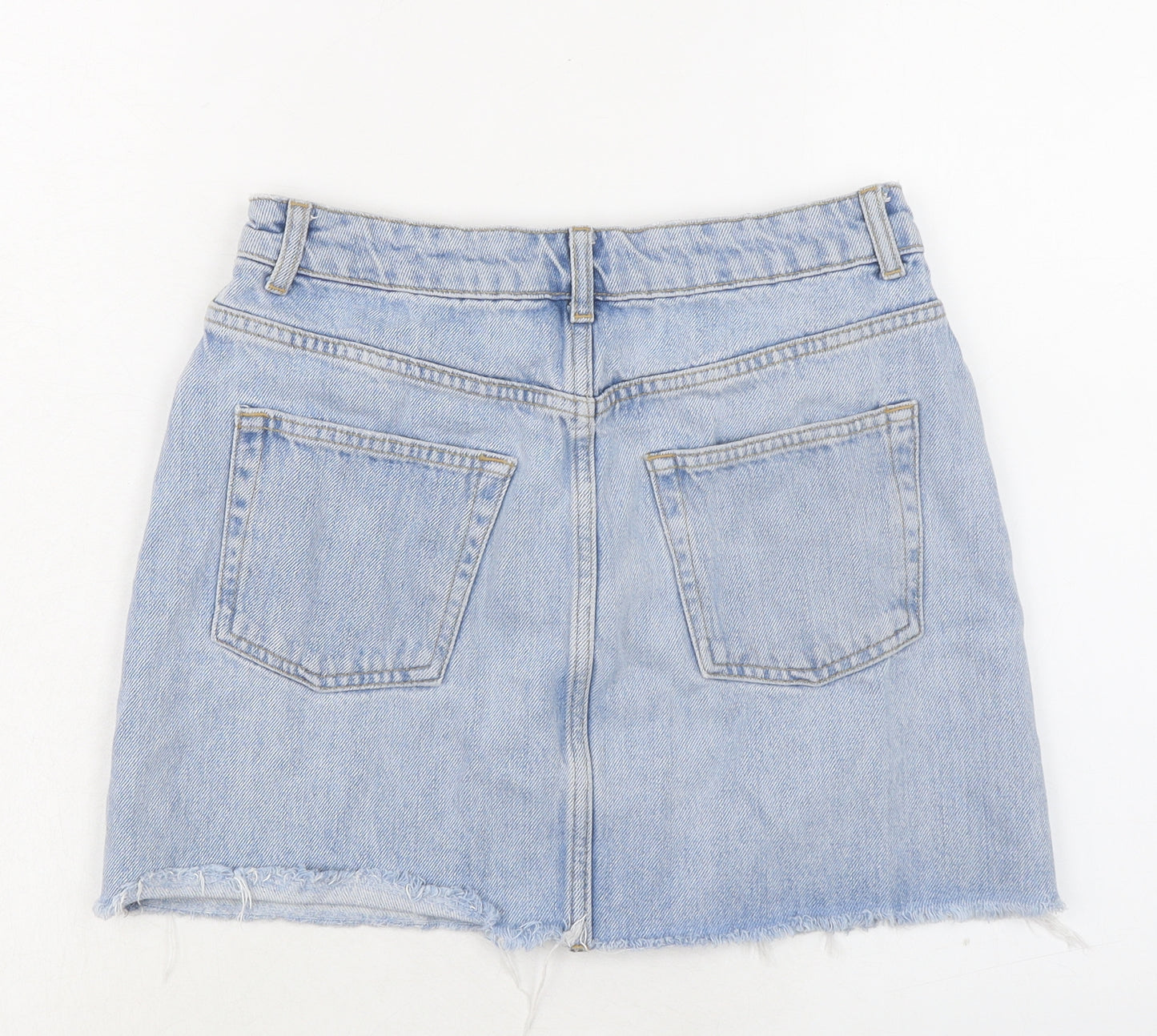 Topshop Womens Blue Cotton Mini Skirt Size 10 Zip