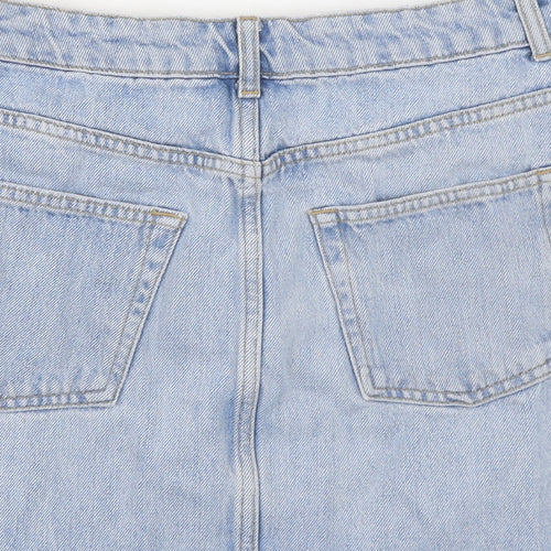 Topshop Womens Blue Cotton Mini Skirt Size 10 Zip