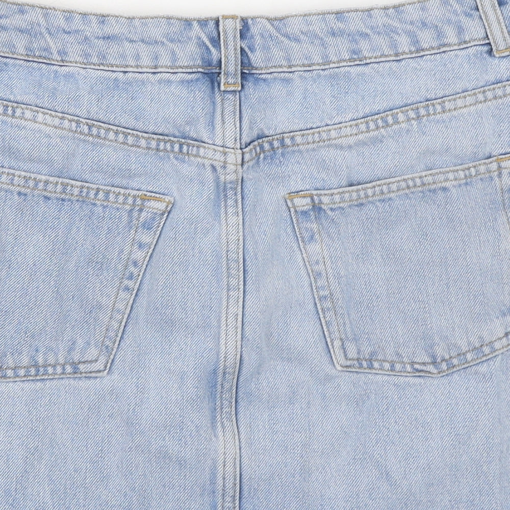 Topshop Womens Blue Cotton Mini Skirt Size 10 Zip