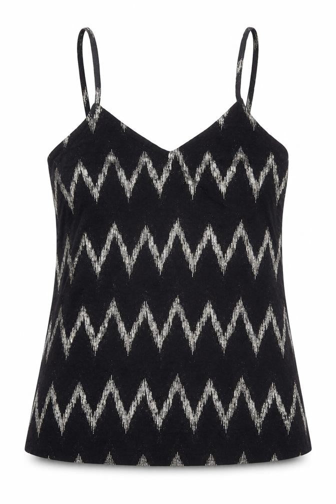 Topshop Womens Black Geometric Polyester Camisole Tank Size 6 V-Neck