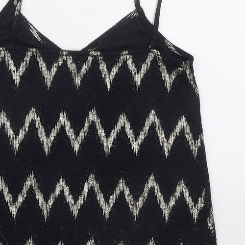 Topshop Womens Black Geometric Polyester Camisole Tank Size 6 V-Neck
