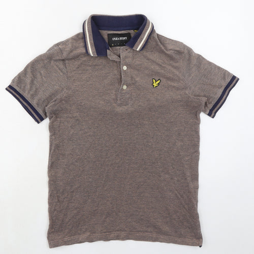 Lyle & Scott Mens Brown Viscose Polo Size XS Collared Button