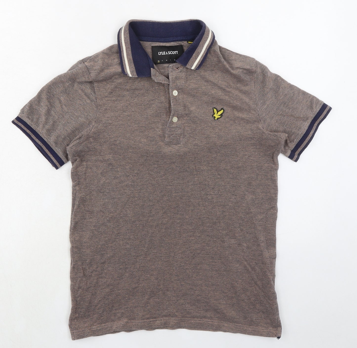 Lyle & Scott Mens Brown Viscose Polo Size XS Collared Button