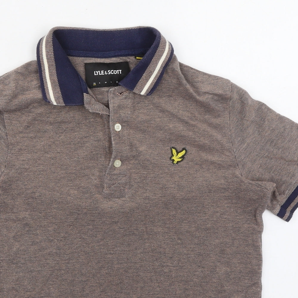 Lyle & Scott Mens Brown Viscose Polo Size XS Collared Button