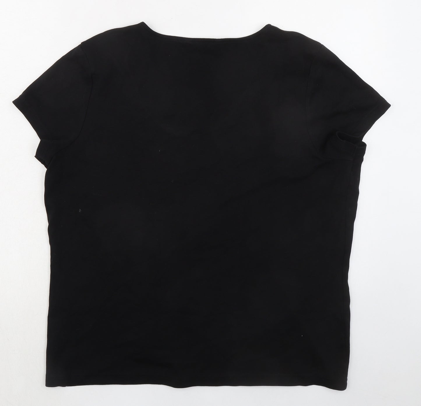 Debenhams Womens Black 100% Cotton Basic T-Shirt Size 20 Scoop Neck - Dragonfly