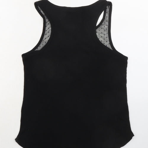 H&M Womens Black Polyester Basic Tank Size M Round Neck - Mesh Detail