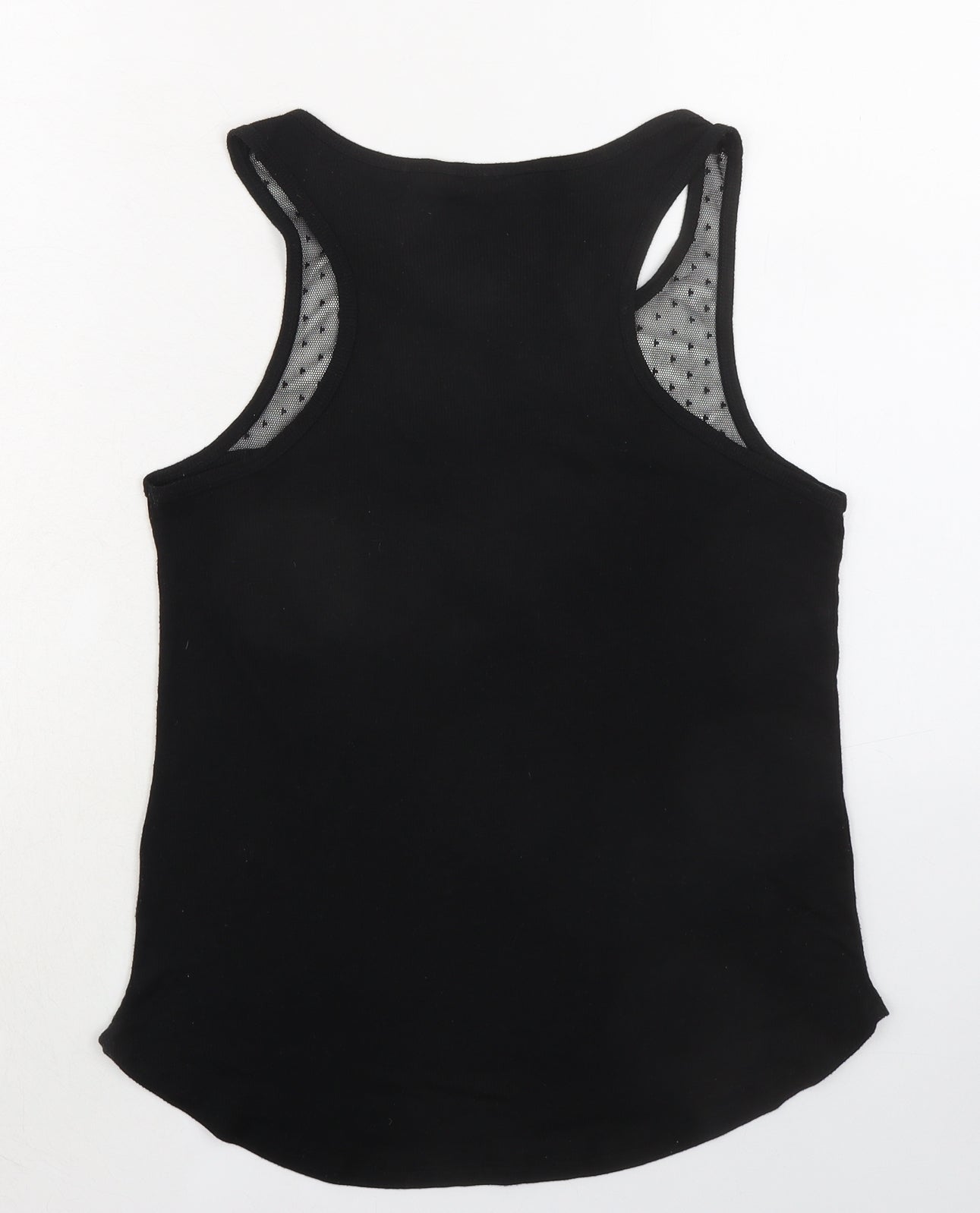 H&M Womens Black Polyester Basic Tank Size M Round Neck - Mesh Detail