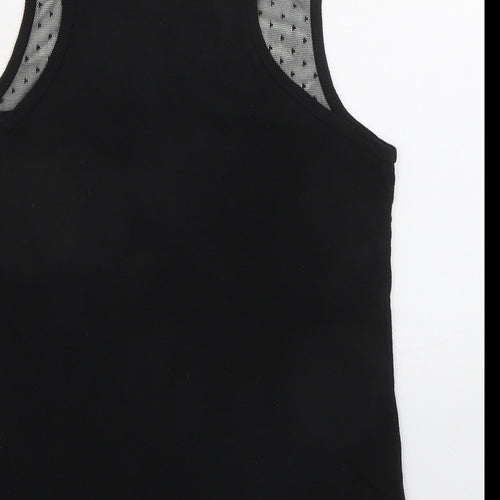 H&M Womens Black Polyester Basic Tank Size M Round Neck - Mesh Detail