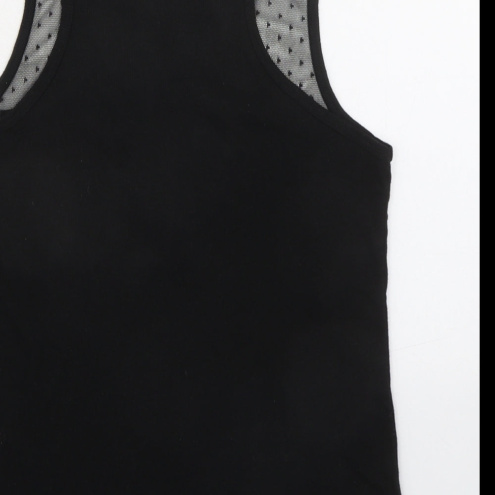 H&M Womens Black Polyester Basic Tank Size M Round Neck - Mesh Detail