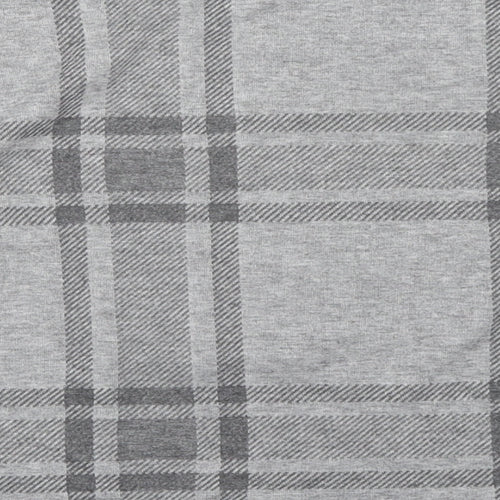 Marks and Spencer Womens Grey Plaid Polyester Basic T-Shirt Size 8 Round Neck