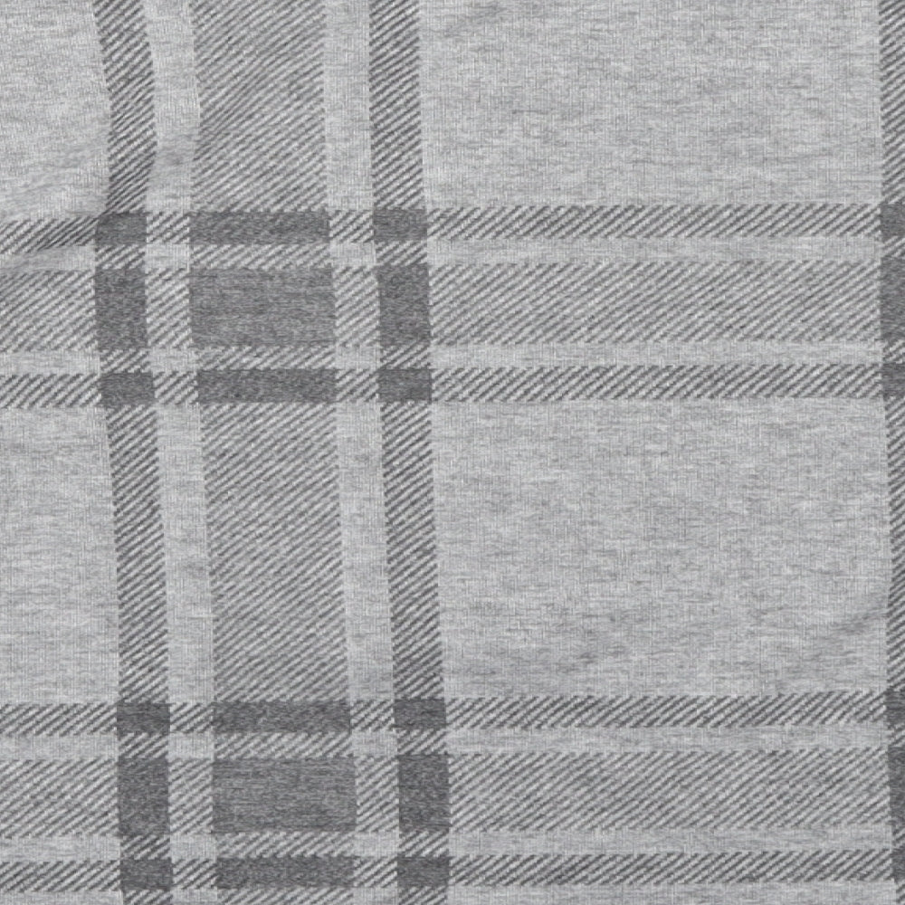 Marks and Spencer Womens Grey Plaid Polyester Basic T-Shirt Size 8 Round Neck