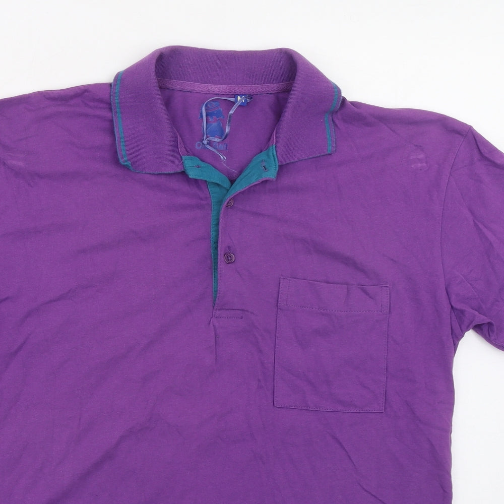 Old Salt Mens Purple Cotton Button-Up Size M Collared Button