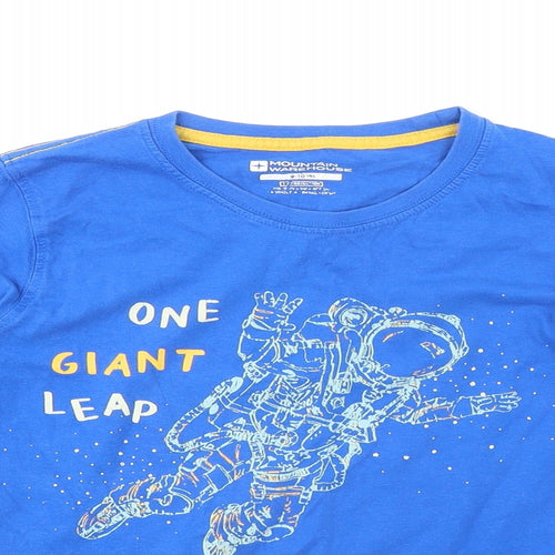 Mountain Warehouse Boys Blue 100% Cotton Basic Casual Size 9-10 Years Round Neck Pullover - One giant leap