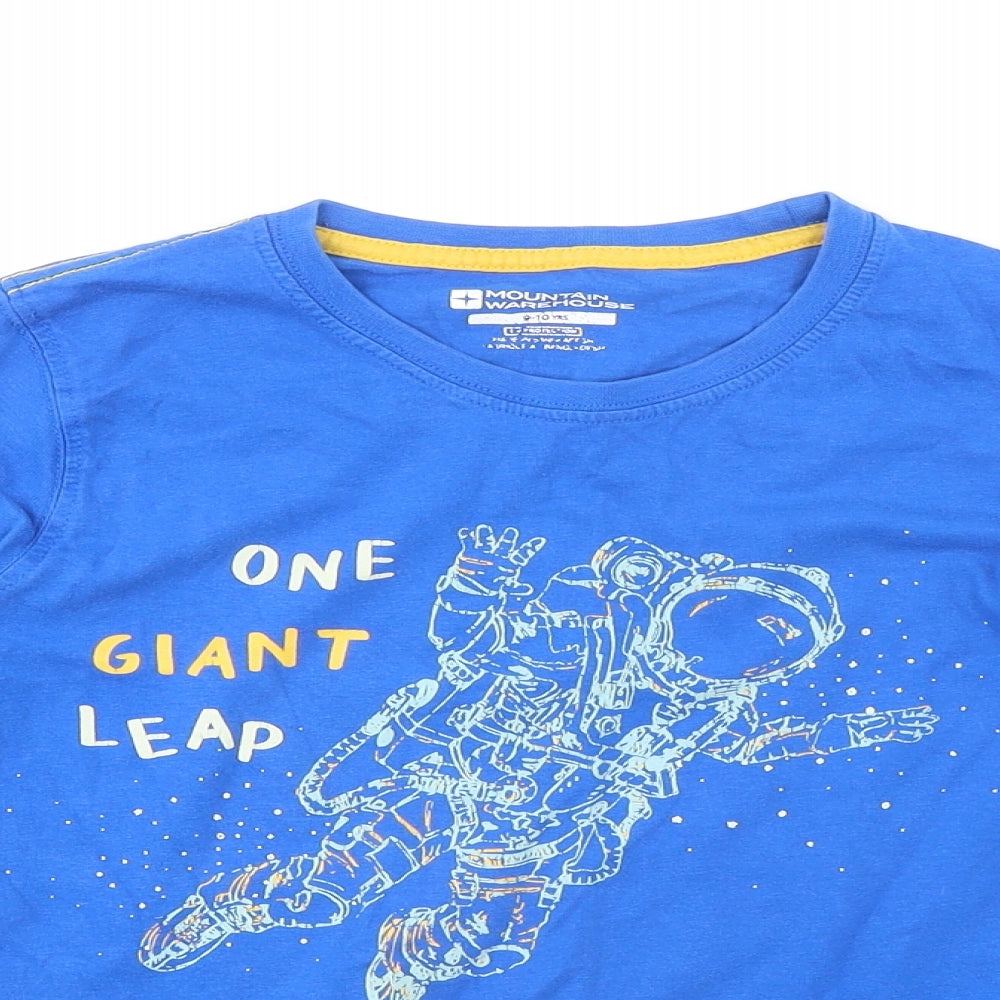 Mountain Warehouse Boys Blue 100% Cotton Basic Casual Size 9-10 Years Round Neck Pullover - One giant leap