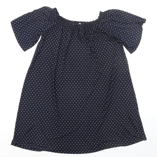 H&M Womens Blue Geometric Polyester A-Line Size XS Round Neck Pullover