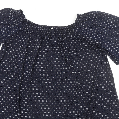 H&M Womens Blue Geometric Polyester A-Line Size XS Round Neck Pullover
