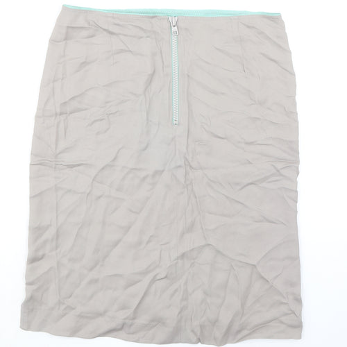 House of Dagmar Womens Beige Viscose A-Line Skirt Size 10 Zip