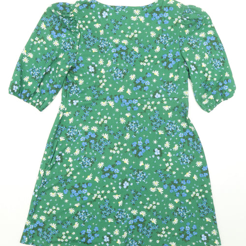 Dorothy Perkins Womens Green Floral Polyester A-Line Size 16 Round Neck Pullover