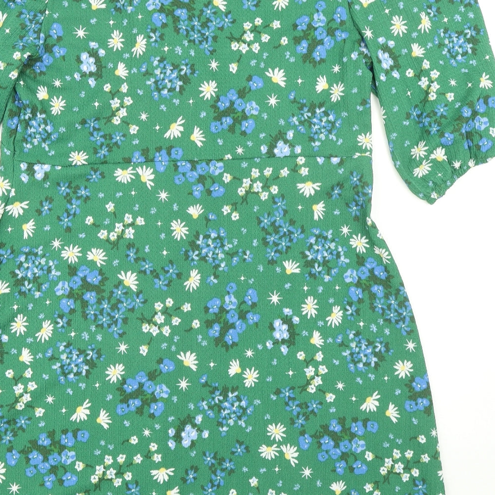 Dorothy Perkins Womens Green Floral Polyester A-Line Size 16 Round Neck Pullover