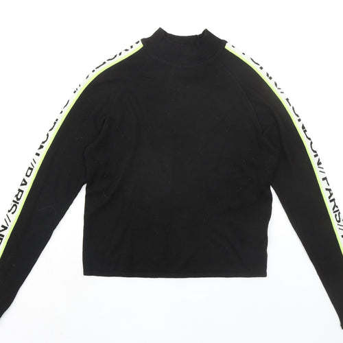 Divided by H&M Womens Black Acrylic Basic Blouse Size S Mock Neck