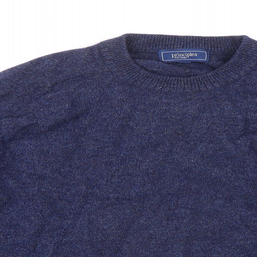 Principles Mens Blue Round Neck Wool Pullover Jumper Size M Long Sleeve