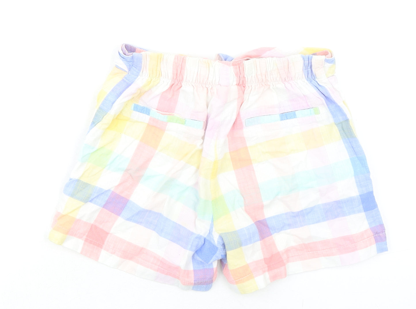 Seed Womens Multicoloured Plaid 100% Cotton Paperbag Shorts Size 10 Regular Pull On - Belted