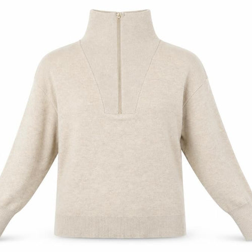 Witchery Womens Beige High Neck Nylon Henley Jumper Size 2XS
