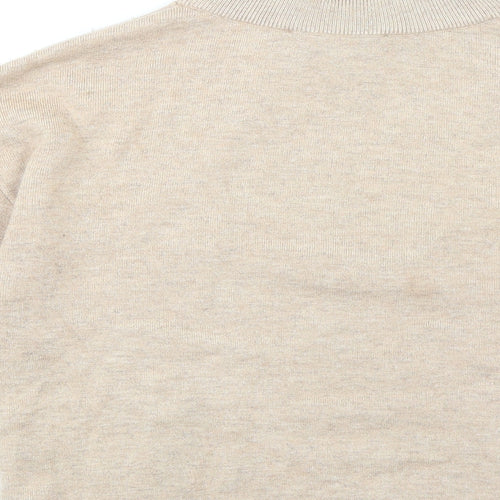 Witchery Womens Beige High Neck Nylon Henley Jumper Size 2XS