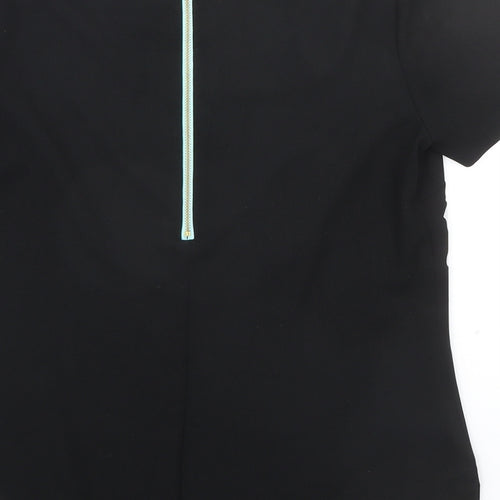 Oasis Womens Black Geometric Polyester Basic Blouse Size 10 Round Neck