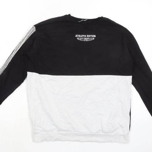 Select Womens Black Colourblock Cotton Pullover Sweatshirt Size S Pullover