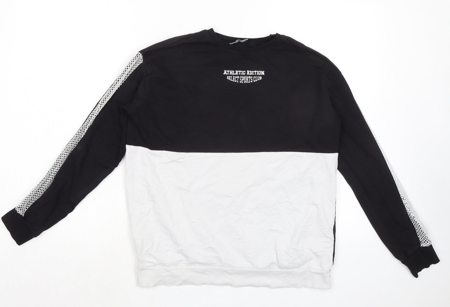 Select Womens Black Colourblock Cotton Pullover Sweatshirt Size S Pullover