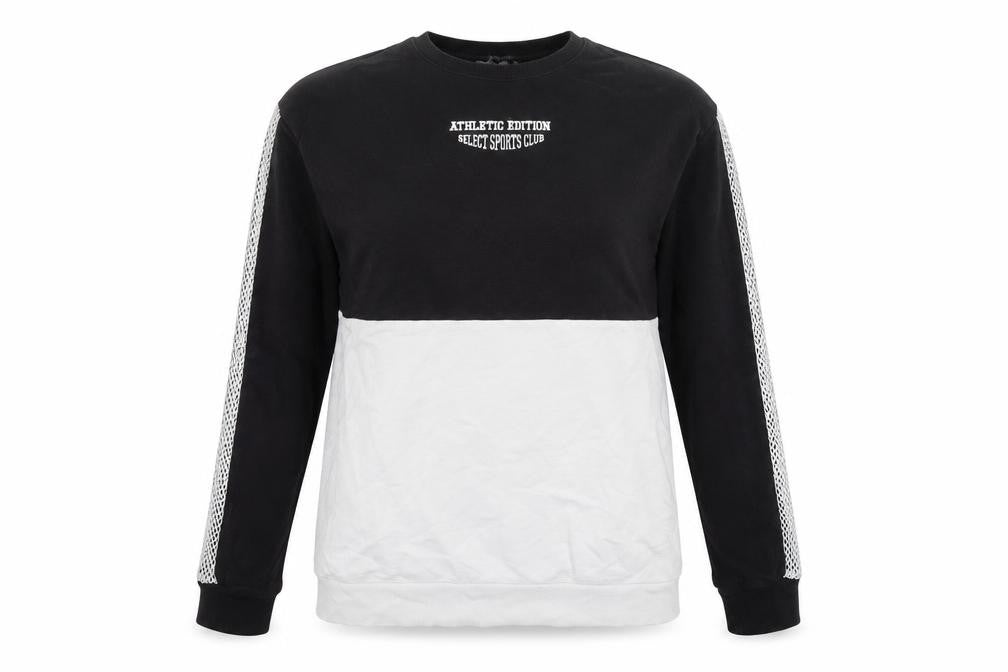 Front view of Select women’s black colourblock cotton pullover sweatshirt, size S, pullover