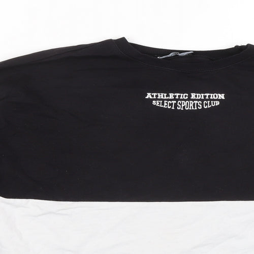 Select Womens Black Colourblock Cotton Pullover Sweatshirt Size S Pullover
