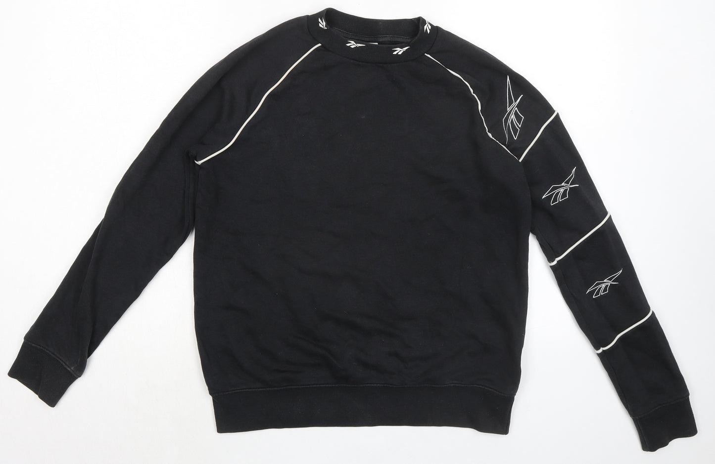 Reebok Mens Black Cotton Pullover Sweatshirt Size XS