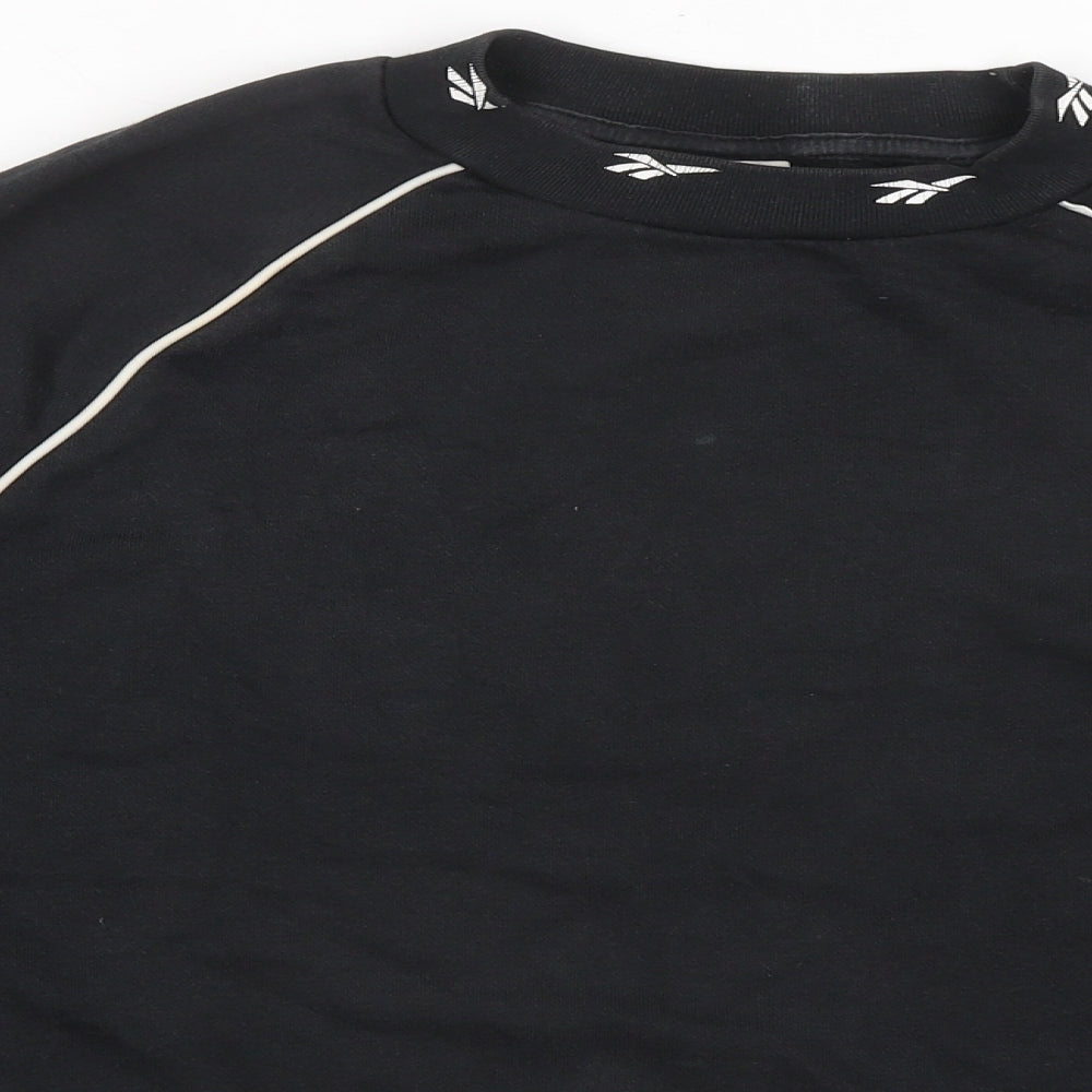 Reebok Mens Black Cotton Pullover Sweatshirt Size XS