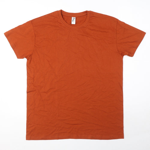 SOL'S Mens Orange Cotton T-Shirt Size M Round Neck
