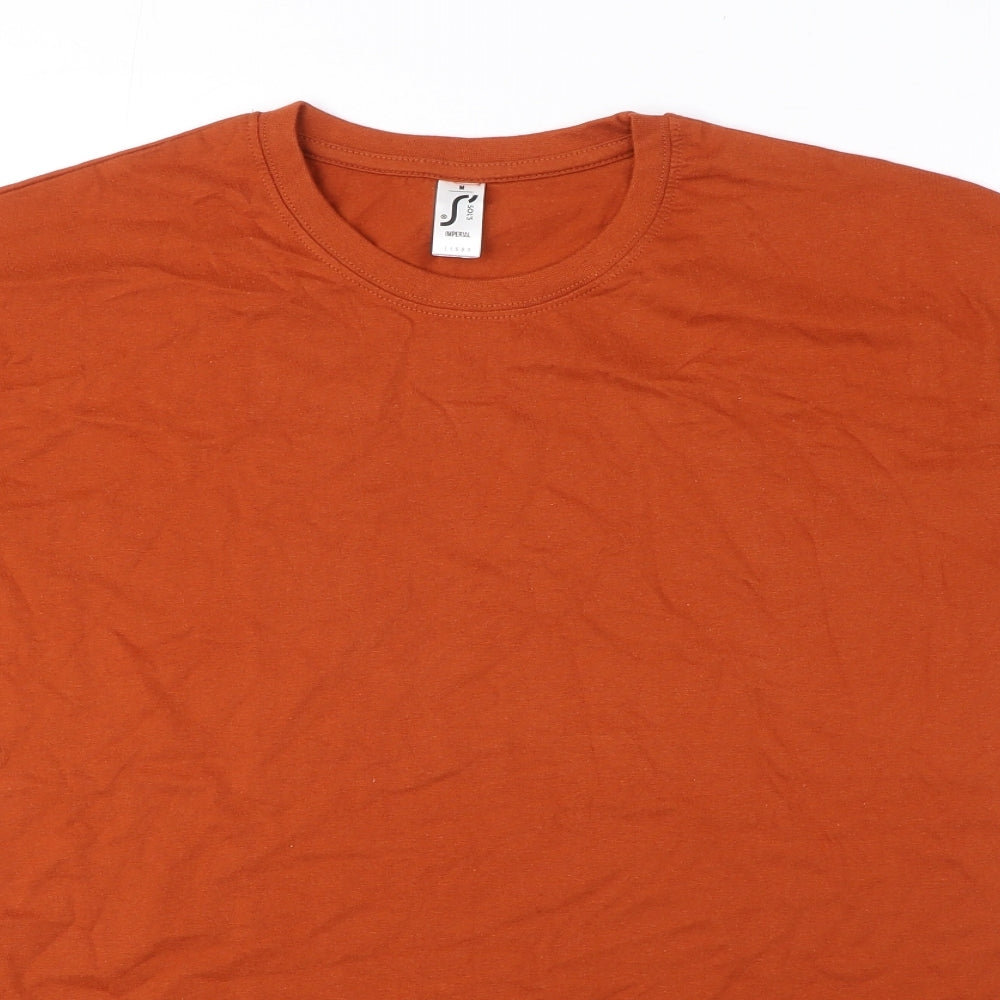 SOL'S Mens Orange Cotton T-Shirt Size M Round Neck