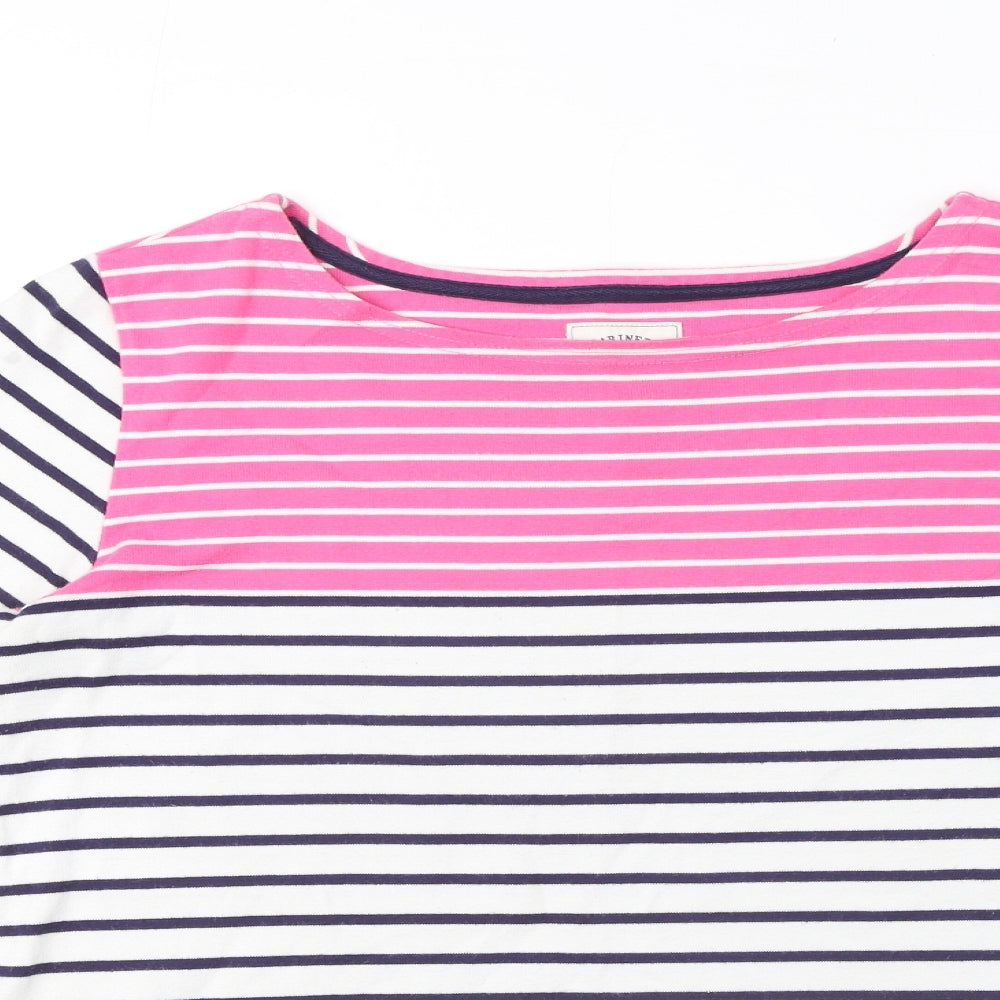 Joules Womens White Round Neck Striped 100% Cotton Pullover Jumper Size 14
