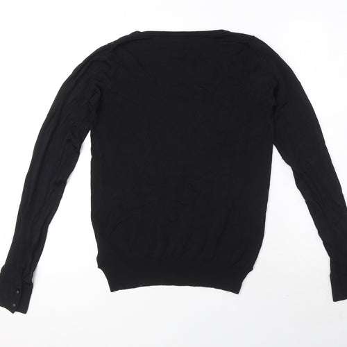 Zara Womens Black Round Neck Viscose Pullover Jumper Size L