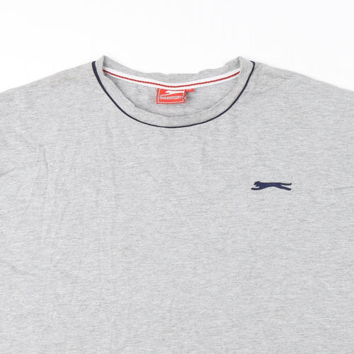Slazenger Mens Grey Cotton T-Shirt Size 2XL Round Neck