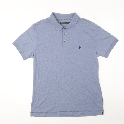 French Connection Mens Blue Cotton Polo Size M Collared Button