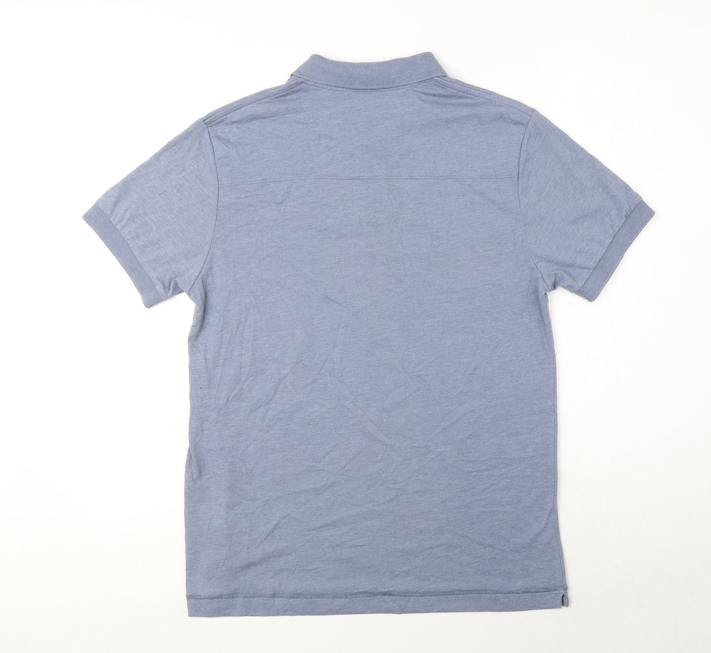 French Connection Mens Blue Cotton Polo Size M Collared Button