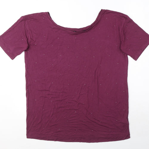 NEXT Womens Purple Viscose Basic T-Shirt Size 8 Round Neck