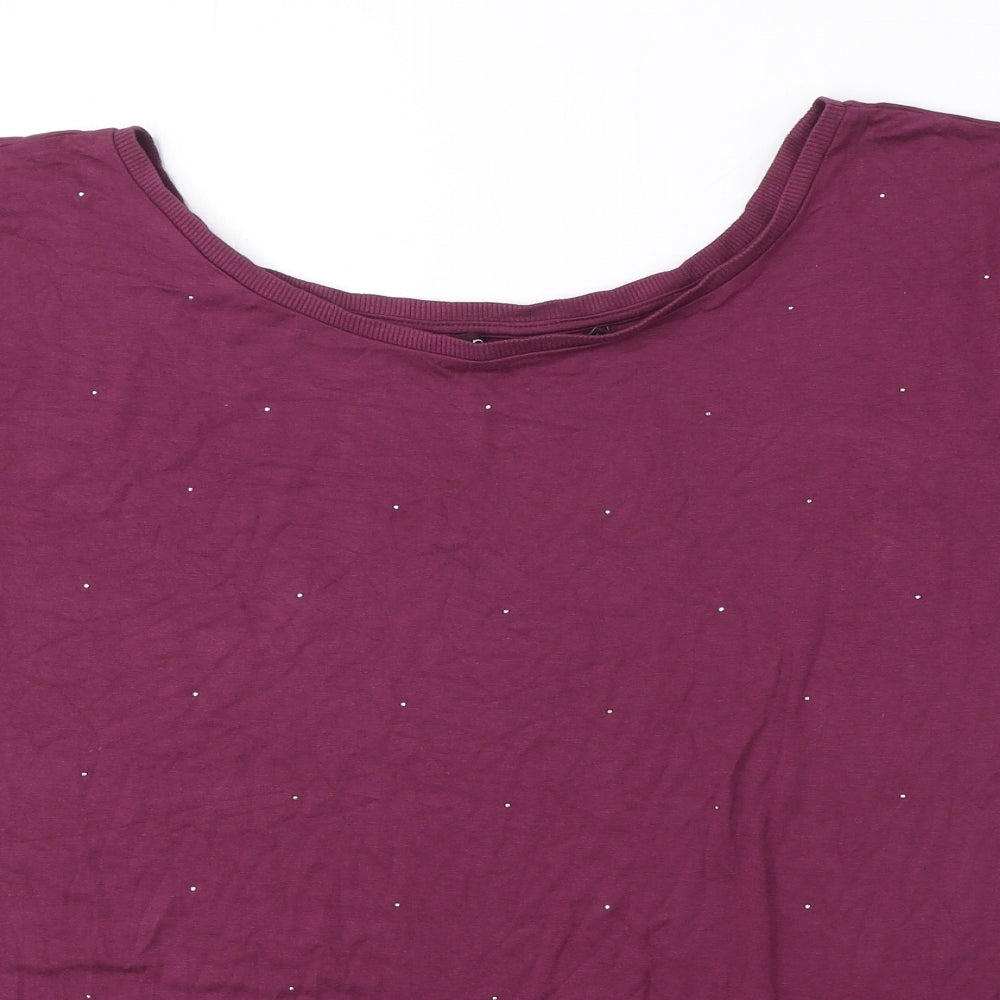 NEXT Womens Purple Viscose Basic T-Shirt Size 8 Round Neck